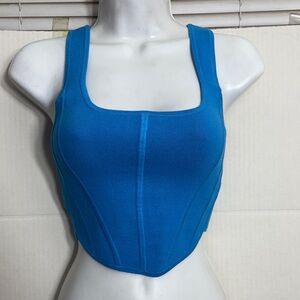 Aritzia Wilfred Vibrant Blue Ribbed Sports Bra Natalie Top